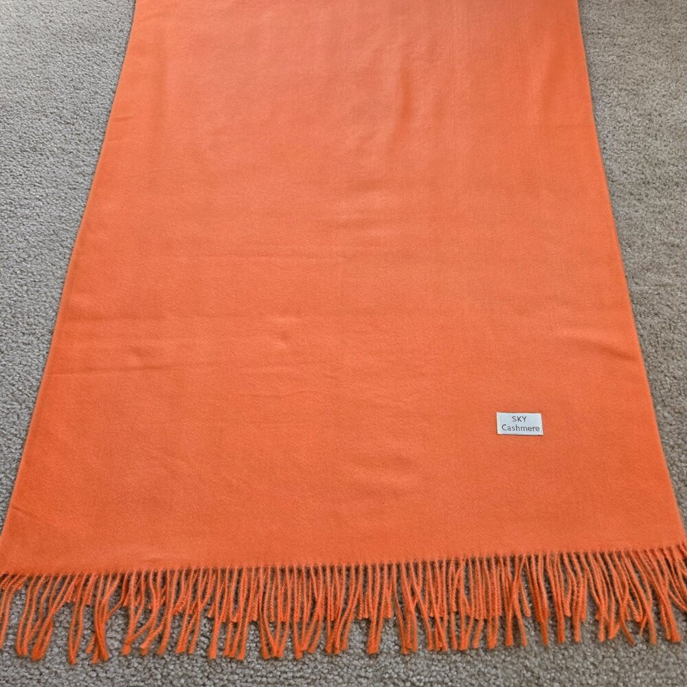 NWOT Sky Cashmere Scarf Orange - Picture 4 of 7